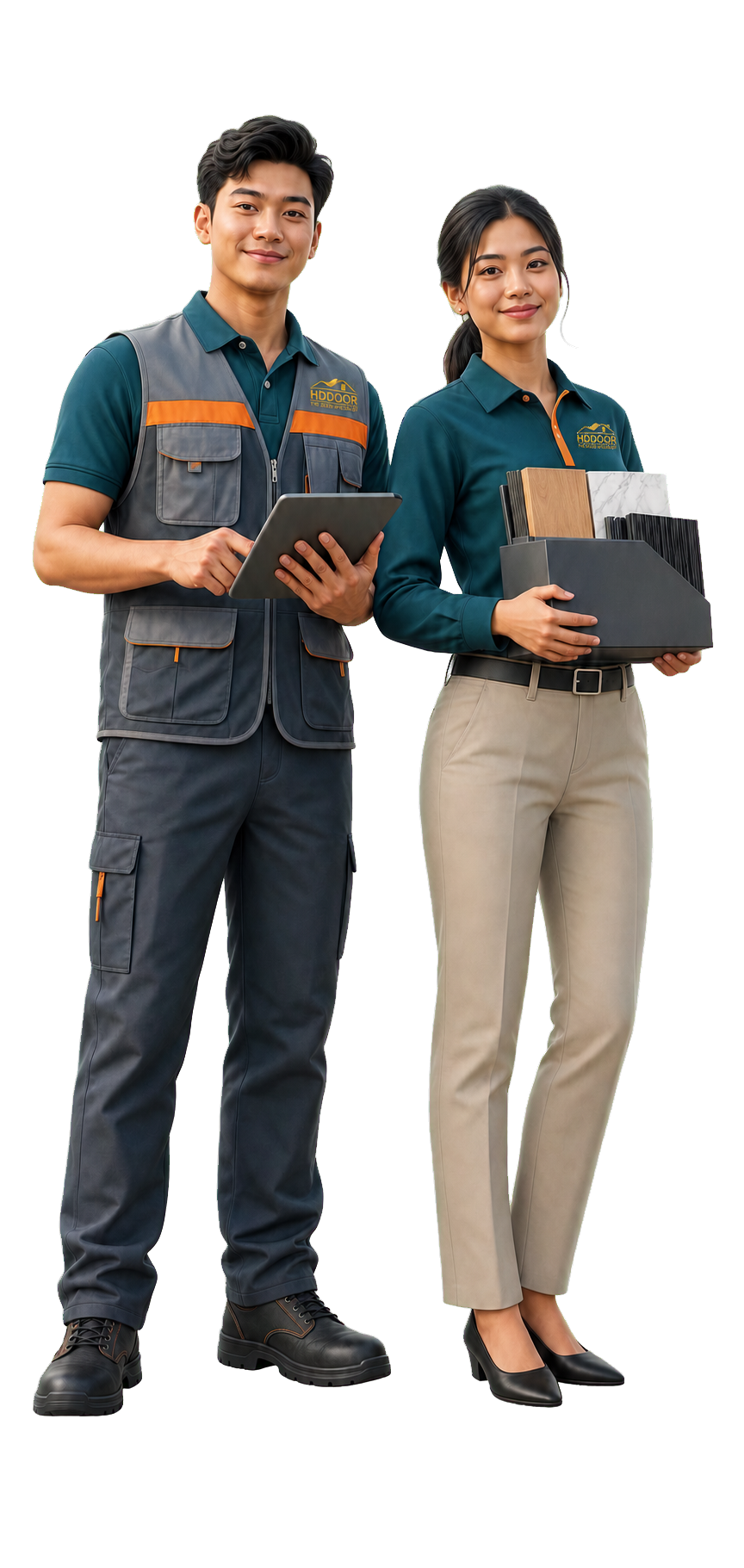 Supplier and factory team in HDDOOR uniforms